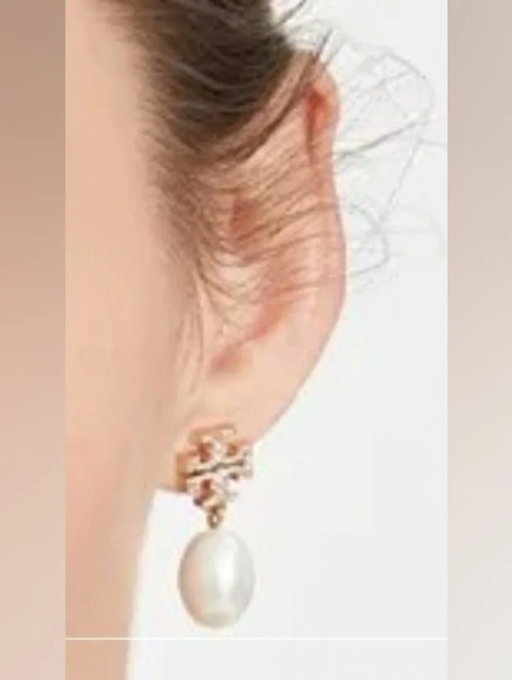 Tory Burch Moondance Pearl & Pavé Drop Earring